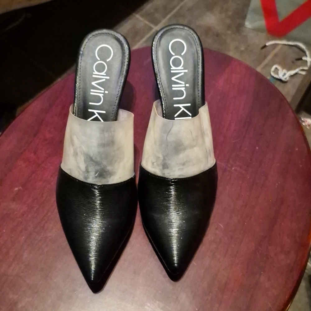 Black and Clear Calvon Klien Heels